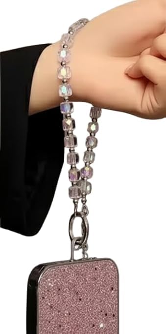 Crystal Cube Beaded Wristlet Phone Strap – 10.5” Multicolor Detachable Hand Strap Lanyard, Fashion Sparkling Bead Phone Charm Chain for Wallets, Keychains, Purses & Accessories-image-43