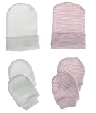 Material: Neugeborener Hut und Handschuhe für Mädchen, Jungen, aus medizinischem Garn, hochwertig, hautfreundlich und leicht, superweich, halten das Frühchen weich und warm.