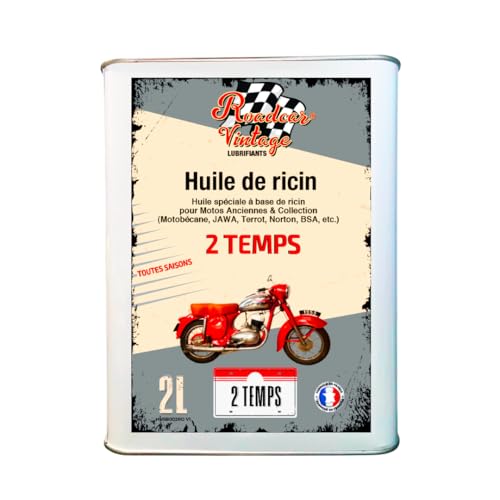 Huile de ricin moto ancienne 2 temps évite le serrage moteur bidon 2L