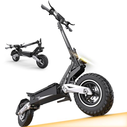 OOTD T10 Electric Scooter for Adults 900W Peak Motor 34 MPH Max Speed & 48V 18AH Battery Up to 46 Miles Range 11 Inch All-Terrain Tires Folding E Scooter with Dual Suspension & HD LCD Display