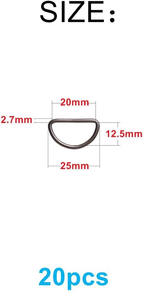 20pcs 3/4"(20mm) D Rings Welded Strong Metal Black Semi-Circular D Ring for Pet Collars Hardware Bags Ring Buckle Strap Hand DIY Sewing Accessories - Image 2