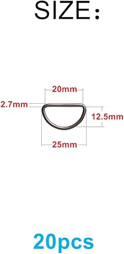 Miniatura 37 de Anillos en D soldados con autógena de metal fuerte anillo en D semicircular para collares de mascotas, bolsa de hardware, anillo de hebilla, correa