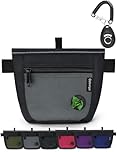 Gobeigo Dog Treat Pouch and Training Clicker, Upgrade Two Magnetic Closure to Prevent Spills, 2 Cup Treat Bag with Poop Bag Dispenser, Metal Clip Waist Belt Fanny Pack for Pet Walking (Black/Gray)