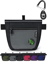 Gobeigo Hunde Leckerlibeutel und Training-Clicker, Zwei magnetische Verschlüsse gegen Verschütten, 2-Tassen Leckerlitasche mit Hundekotbeutel-Spender, Metall-Clip Gürteltasche für Hundespaziergang