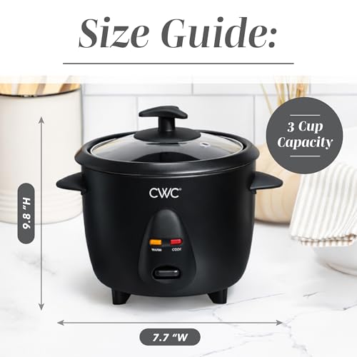 Image of COOK WITH COLOR 6 Cup Rice Cooker 300W - Effortless Cooking and Perfectly, Cooks 3 Cups of Raw Rice for 6 Cups of Cooked Rice, Black