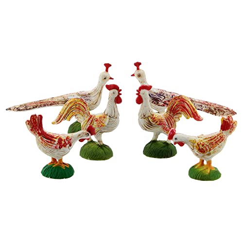 Holyart Galli, Galline e pavoni per presepe 6 pz 10 cm