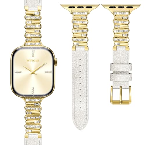 Bracelet connecté cuir Apple Watch femme 41mm 45mm iWatch Series 11 SE