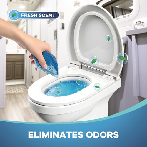 Image of 52 Packs RV Toilet Treatments, Holding Tank Deodorizers for RV /Marine Portable Camping Toilet Eliminating Odors and Breaking Down Waste Papers Fresh Scent