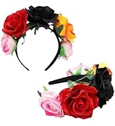 Day of the Dead Headband,Halloween Floral Headbands for Women,Mexican Flower Headpiece Accessorie...