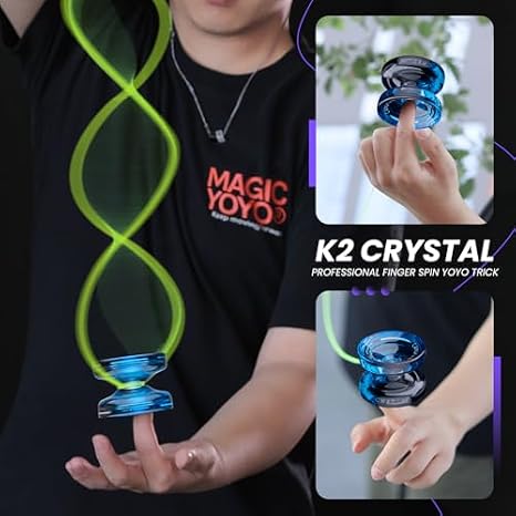 MAGICYOYO Responsive Yoyo for Kids K2 Crystal Black Blue +K2 Crystal Red