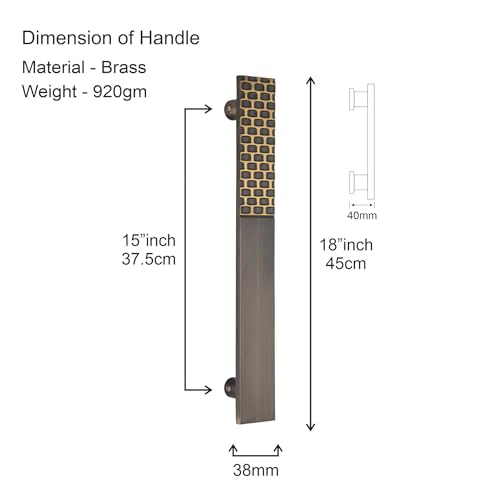 Image of COMPASS 18 inch Brass Main Door Handle | Door Handles for Main Door | Pull Handles for All The Doors of House | Office | Hotels | PH-BK (Pack of 1, Antique Finish)