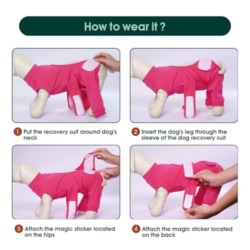 Image of Kuoser Dog Surgical Suit for Rear Legs, Female Spay Recovery Suit for Dogs After Surgery, Doggie Rear Leg Sleeve to Stop Licking, Puppy Onesie for Abdomen Wounds Skin Disease,Substitute E-Collar