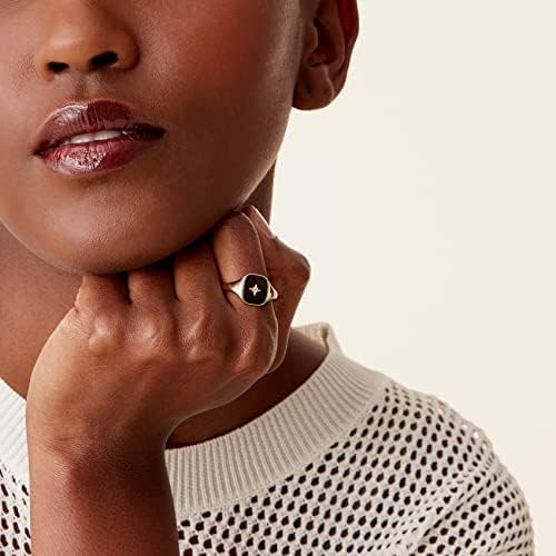 PAVOI 14K Gold Plated Engraved Signet Ring with North Star | Lightweight Thick Statement Rings for Women | Everyday Jewelry - Image 2