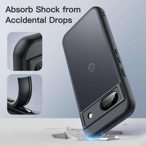 Image of Case Compatible for Google Pixel 8a, Frosted Translucent Back Protective Slim Phone Cover, Anti-Fingerprints,Stylish Look, dust Proof, Flexible -(Black)