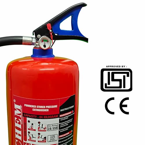 Image of ABC Multipurpose Dry Powder Fire Extinguisher - ISI Certified, Portable & Easy to Use - for Home, Office, Car, Shop, Kitchen - Fire Safety Equipment (4kg)