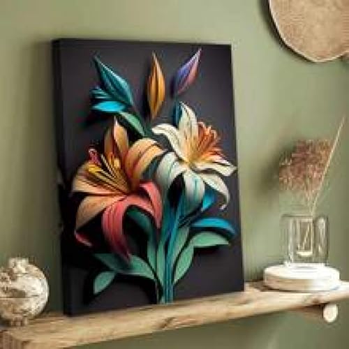 Affiche d'art mural fleurs colorées déco restaurant moderne 80x120 - 2