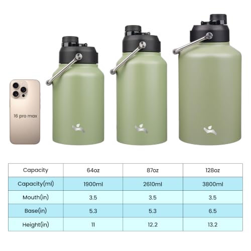 Image of Konokyo 64 oz Insulated Stainless Steel Water Bottle Jug with Handle