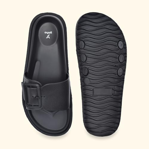 Image of YOHO Grape Sliders for Women & Girls | Stylish,Cushioned, Lightweight Slides & Waterproof Flip Flops | Adjustable Buckle | Comfortable Monsoon Footwear