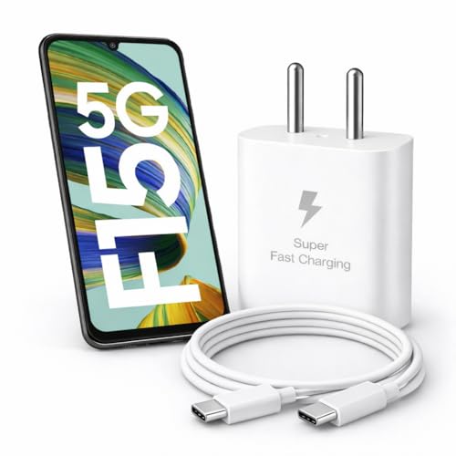Image of 25W Charger for Samsung Galaxy F15 with Type-C to C Cable | Super Fast Charging PD Adapter for Galaxy S26 /S25 Ultra, S24 FE, M17e /A36 /A16, M15 /M17 /M55 5G, F17 /F70e /Z Fold & S /A /M /F /Z Series Phones