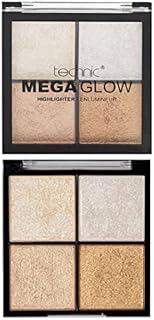 Technic Mega Glow Highlighter Palette - 4 Pigmented Shimmer Powders To Enhance Makeup On All Skin Tones - 10g