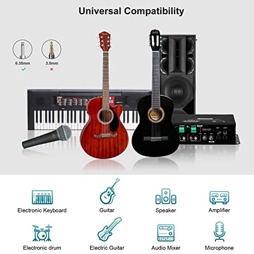 Fibbr 6.35Mm To 6.35Mm Stereo Audio Cable 3Ft/1M, Straight 1/4" Ts Audio Guitar Male Jack Instrument Lead With Nylon Braided For Electric Guitar, Bass, Amplifier, Mixer, Keyboard, Speaker #TOP2