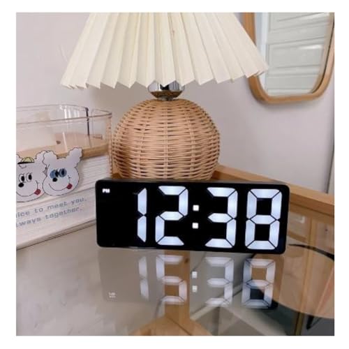 Relógio Despertador Digital Mesa LED Espelhado Visor 12/24H Relógio de Mesa Com Alarme Para Casa Esc