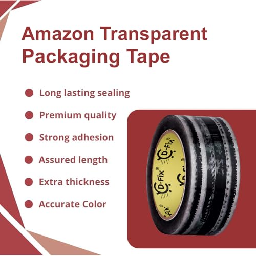 Image of D-fix Amazon Printed Packing Tape 2 Inch (48mm) -65 Meter | 3 Rolls |Strong Adhesive BOPP Carton Sealing Tape | Heavy Duty Packaging Tape for Shipping, Moving & E-commerce Use