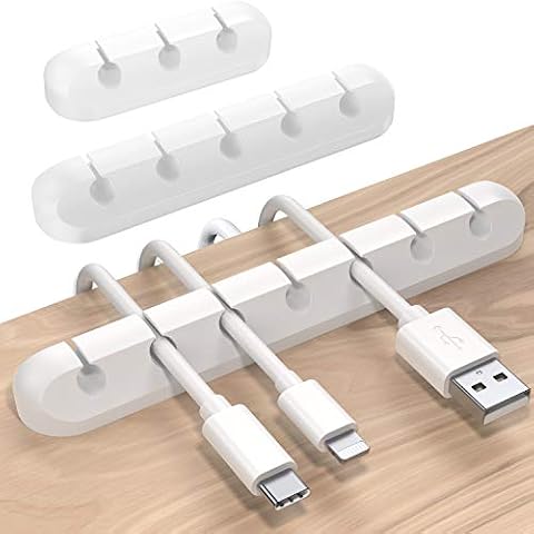 SOULWIT® Klipsy do uchwytu kabli, 3-pak kabel zarządzania kablami organizator klipsy samoprzylepny do kabla ładowania USB kabel zasilający mysz kabel przewód PC biuro dom