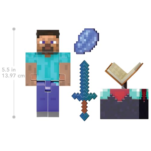 Mattel Minecraft Diamond Level Steve-Actionfigur mit 3 Zubehörteilen, Sammelfigur, maßstabsgetreu zu einer ca. 14 cm großen Figur und… – Ansicht 6