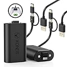 2 Pack - Xbox One Series X & S Play and Charge Kit Rechargeable Battery - Li-Po Lithium Polymer 1200mAh - Internal Micro USB / USB Type C Charging
