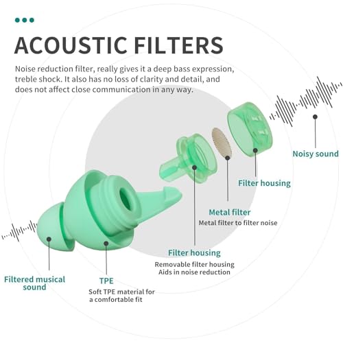 Image of LYSIAN High Fidelity Concert Ear Plugs for Music- 2 Pairs Musicians Earplugs for Noise Cancelling, Concert Festivals, Drummers, DJS, Raves, Games -23dB | Reusable soft musician earplugs for concerts, festivals & raves; 23dB noise reduction, 2 pairs with aluminum case