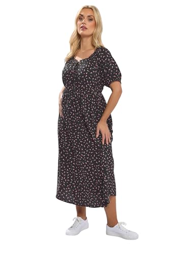 Yours Curve Ditsy Floral Midi Dress - Women's - Plus Size Curve Black