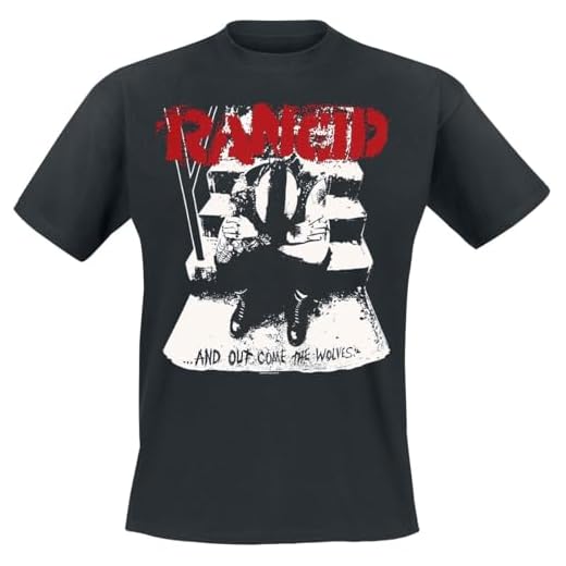 Rancid Wolves Hombre Camiseta Negro XXL 100% algodón Regular