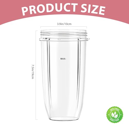 Image of Pure Realm 2 Pack 32oz Replacement Cups for NutriBullet 600W & 900W High-Speed Blender Systems, Large Leak-Proof Mixing Mugs,Dishwasher Safe, Compatible with nutribullet replacement cups,BPA-Free