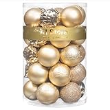KI Store 34ct Christmas Ball Ornaments Shatterproof Christmas Decorations Tree Balls for Holiday Wedding Party Decoration, Tree Ornaments Hooks Included 2.36” (60mm Champagne)