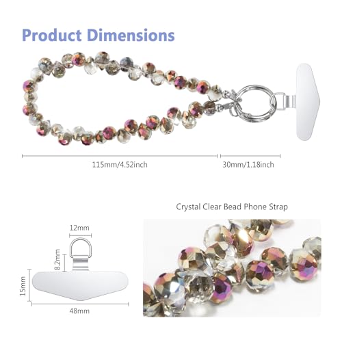 Image of TENOC Beaded Phone Wrist Strap, Amber | Cellphone Lanyard Chain, Sparkling Wristlet Bracelet, For Women