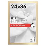 Americanflat 24x36 Poster Frame with Polished Plexiglass - Gold Picture Frame - Wide Photo Frames Made of Engineered Wood for Vertical or Horizontal Wall Display - Epic Collection - Gold