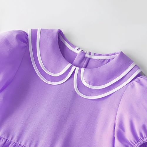 Lmdudan Girls Cute Collared Puff Sleeve Dress Toddler Baby Loose Crewneck Summer A-Line Princess Dresses for 3-14 Years4
