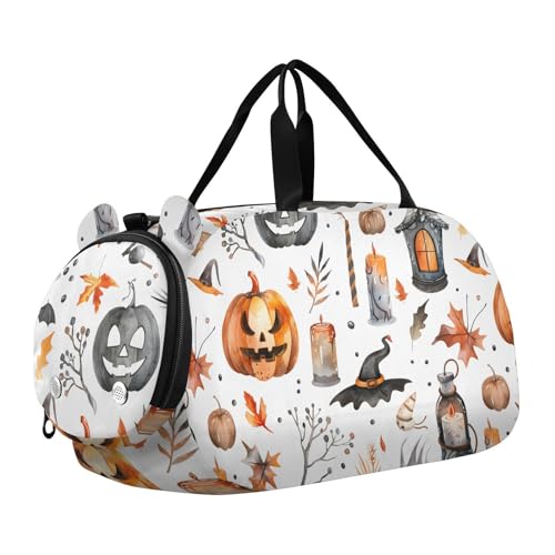 Duffle Bag for Boys or Girls with Shoes Compartment, Halloween Pattern I Sports Travel Bag Overnight - Main Image