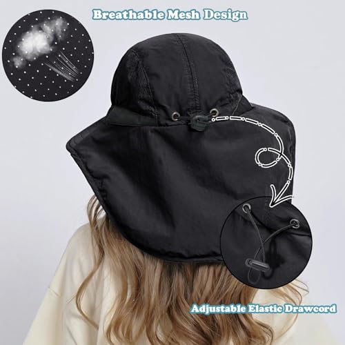 Image of ZOORON Kids Sun Hat with Neck Flap UPF 50+ Beach Hats for Baby Boys Girls