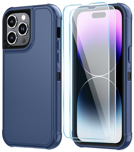 Image of SunStory Compatible with iPhone 14 Pro Max Case with HD Screen Protector, 3-Layer Heavy Duty Full-Body Cover,3 in 1 Hybrid Protective Case for iPhone 14 Pro Max 6.7 inch,Blue
