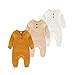 Chamie Baby Romper Newborn Knitted Jumpsuit Long Sleeve Baby Boys Girls Footless One-Piece Suit 0-24 Months,3 Pcs,Brown,Green,Blue