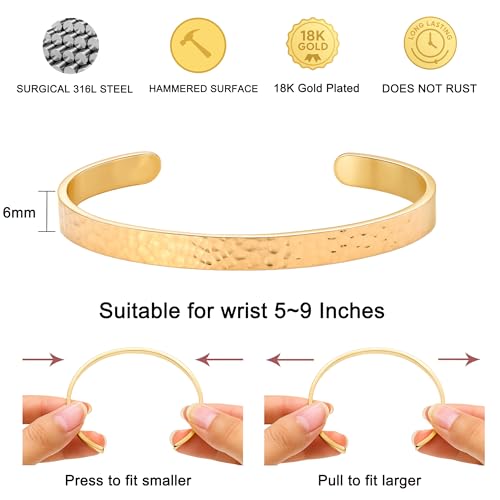 Inspirational Bible Verse Cuff Bracelet for Women, 18K Gold Plated Hammered Bangle, Christian Faith Jewelry Gift, Adjustable Non Tarnish3