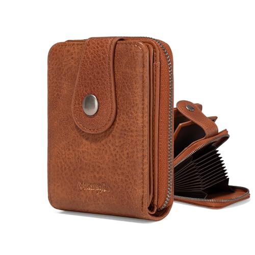 Montana West X Wrangler Rfid Card Holder Small Credit Card Wallet for Women Compact Zip Card Case Ladies Cash Wallet with Multi Credit Card Holder and ID Window