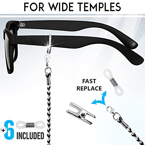 SIGONNA Eyewear Retainers - Eye Glass String Strap Holder - Eyeglass Chain for Women - Silver Eyeglass Strap - Reading Glass Chain - Eyeglass Neck Chain - 3 Cords