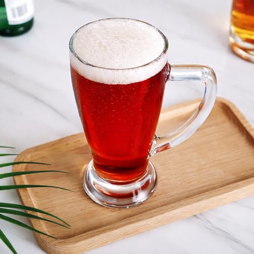 Image of PrimeWorld Premium Beer Mug Set of 2 (500ML Each) | Heavy Base Crystal Clear Glass Beer Mugs with Handle | Large Pub-Style Beer Glasses for Home, Bar & Restaurant