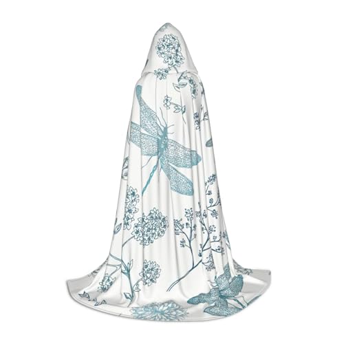 Cape à capuche longue ado chaude motif libellule pour les sorties fraîches