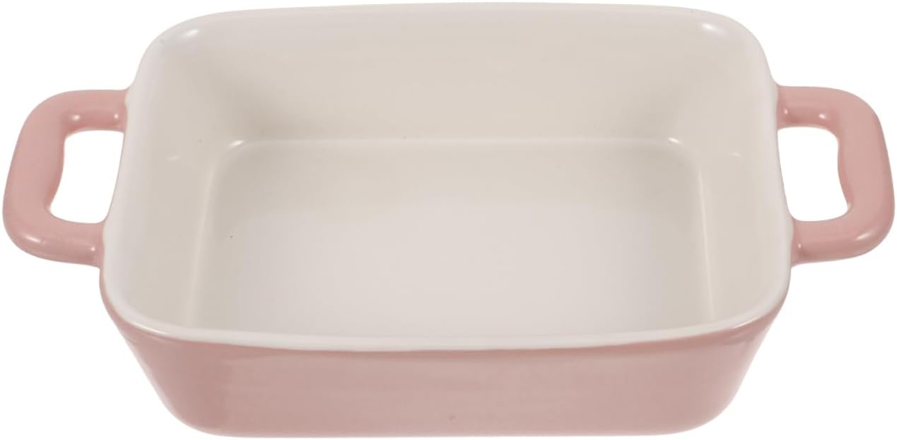 Healifty Pottery Baking Pan Ceramic Oven Tray 8.26 X 4.72 X 1.88In Microwave Baking Utensil for Lasagna Casserole Dishwasher Safe