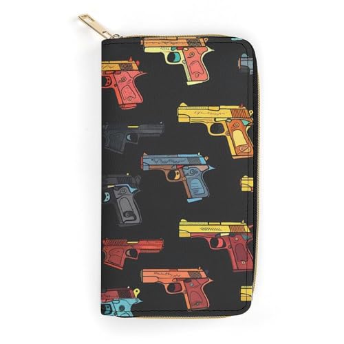 Hand Gun Wristlet Wallets for Men Women Leather Purse Clutch Cute Card Holder