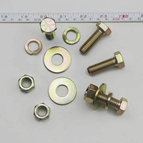 Image of 1 /2 inch x 1-1 /2 inch Grade 8 Hex Head Bolt and nut,Spring Lock Washer and Large Flat Washer Assortment Kit, Color Gavalization,Alloy Steel,Heavy Duty,(10sets Pack),by Metalsuberg.